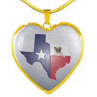 Pug Dog Texas Print Heart Pendant Luxury Necklace-Free Shipping - Deruj.com