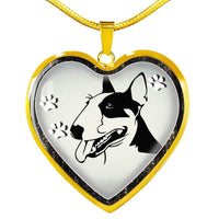 Bull Terrier Dog Art Print Heart Charm Necklaces-Free Shipping - Deruj.com