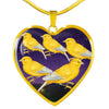 Domestic Canary Bird Print Heart Charm Necklaces-Free Shipping - Deruj.com