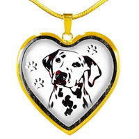 Lovely Dalmatian Dog Print Heart Charm Necklaces-Free Shipping - Deruj.com