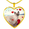 Cute Tonkinese Cat Print Heart Pendant Luxury Necklace-Free Shipping - Deruj.com