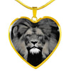 Lion Grey Art Print Heart Charm Necklaces-Free Shipping - Deruj.com