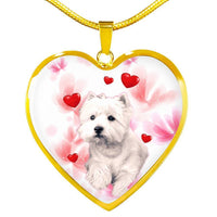 West Highland White Terrier Print Heart Pendant Luxury Necklace-Free Shipping - Deruj.com