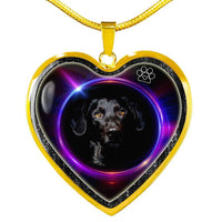 Black Labrador Print Heart Charm Necklaces-Free Shipping - Deruj.com