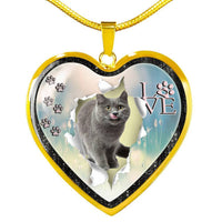 Lovely Korat Cat Print Heart Charm Necklaces-Free Shipping - Deruj.com