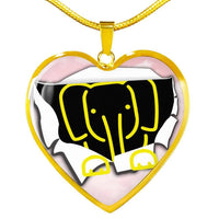 Cute Baby Elephant Art Print Heart Charm Necklaces-Free Shipping - Deruj.com