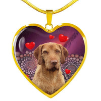 Wirehaired Vizsla Print Heart Pendant Luxury Necklace-Free Shipping - Deruj.com