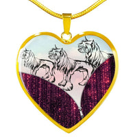 Chinese Crested Dog Art Print Heart Charm Necklaces-Free Shipping - Deruj.com