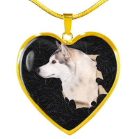Siberian Husky Dog 3D Print Heart Charm Necklaces-Free Shipping - Deruj.com