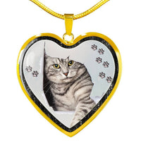 Charming Cat Art Print Heart Charm Necklaces-Free Shipping - Deruj.com