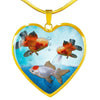 Oranda Fish Print Heart Charm Necklace-Free Shipping - Deruj.com