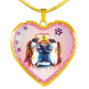 Basset Hound Dog Print Heart Charm Necklaces-Free Shipping