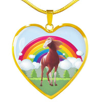 American Paint Horse Print Heart Pendant Luxury Necklace-Free Shipping - Deruj.com