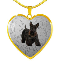 Scottish Terrier Print Heart Pendant Luxury Necklace-Free Shipping - Deruj.com