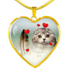 Scottish Fold Print Heart Pendant Luxury Necklace-Free Shipping - Deruj.com