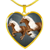 Haflinger Horse Art Print Heart Charm Necklaces-Free Shipping - Deruj.com