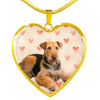 Airedale Terrier Print Luxury Heart Charm Necklace -Free Shipping - Deruj.com