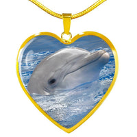 Cute Dolphin Print Heart Pendant Luxury Necklace-Free Shipping - Deruj.com