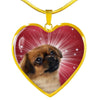 Tibetan Spaniel Print Heart Pendant Luxury Necklace-Free Shipping - Deruj.com