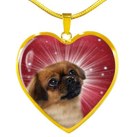 Tibetan Spaniel Print Heart Pendant Luxury Necklace-Free Shipping - Deruj.com