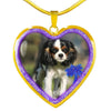 English Toy Spaniel Dog Print Heart Charm Necklaces-Free Shipping - Deruj.com