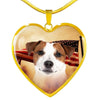Jack Russell Terrier Print Heart Pendant Luxury Necklace-Free Shipping - Deruj.com