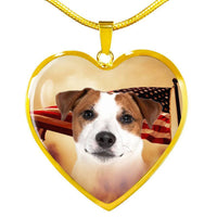 Jack Russell Terrier Print Heart Pendant Luxury Necklace-Free Shipping - Deruj.com
