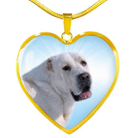Central Asian Shepherd Dog Print Heart Pendant Luxury Necklace-Free Shipping - Deruj.com