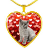 British Shorthair Print Heart Pendant Luxury Necklace-Free Shipping - Deruj.com