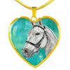 Andalusian Horse Watercolor Art Print Heart Charm Necklaces-Free Shipping - Deruj.com