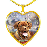 Dogue De Bordeaux Print Heart Pendant Luxury Necklace-Free Shipping - Deruj.com
