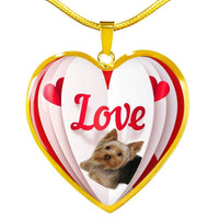 Yorkshire Terrier(Yorkie) Love Print Heart Pendant Luxury Necklace-Free Shipping - Deruj.com