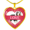 Bearded Collie Print Heart Pendant Luxury Necklace-Free Shipping - Deruj.com