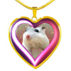 Campbell Dwarf Hamster Print Heart Charm Necklaces-Free Shipping - Deruj.com