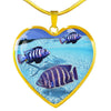 Lovely Afra Cichlid Fish Print Heart Charm Necklace-Free Shipping - Deruj.com