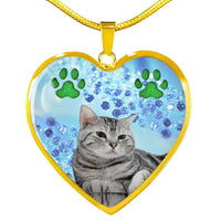 Cute American Shorthair Print Heart Pendant Luxury Necklace-Free Shipping - Deruj.com