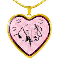 German Shorthaired Pointer Dog Print Heart Charm Necklaces-Free Shipping - Deruj.com