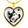 Siberian Husky Dog Art Print Heart Charm Necklaces-Free Shipping - Deruj.com