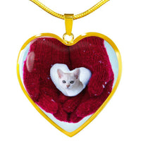 Lovely Burmilla Cat Print Heart Pendant Luxury Necklace-Free Shipping - Deruj.com