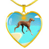 Azawakh Dog Print Heart Pendant Luxury Necklace-Free Shipping - Deruj.com