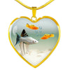 Mollies Fish Print Heart Charm Necklace-Free Shipping - Deruj.com