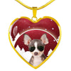 Chihuahua Print Heart Charm Luxury Necklace-Free Shipping - Deruj.com