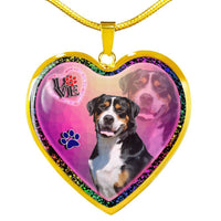 Greater Swiss Mountain Dog Print Heart Charm Necklaces-Free Shipping - Deruj.com