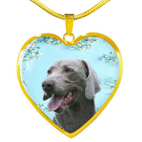 Weimaraner Dog Print Heart Pendant Luxury Necklace-Free Shipping - Deruj.com