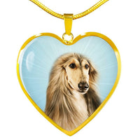 Afghan Hound Dog Print Heart Pendant Luxury Necklace-Free Shipping - Deruj.com
