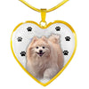 Cute Pomeranian Print Heart Charm Necklace-Free Shipping - Deruj.com