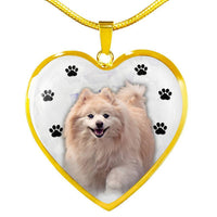 Cute Pomeranian Print Heart Charm Necklace-Free Shipping - Deruj.com