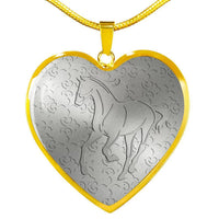 Thoroughbred Horse Print Heart Pendant Luxury Necklace-Free Shipping - Deruj.com