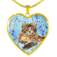 Cute Maine Coon Print Heart Pendant Luxury Necklace-Free Shipping - Deruj.com
