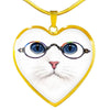 Cute Cat With Glasses Heart Pendant Luxury Necklace-Free Shipping - Deruj.com